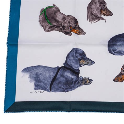 hermes les bassets scarf|Hermes Scarf Les Bassets Alemands 70 Blanc / Gris Bleuete.